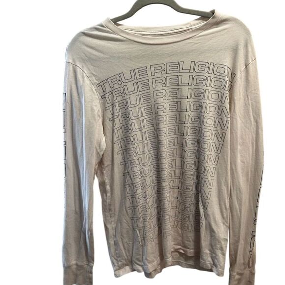 True Religion Men's White Long Sleeve Graphic Tee Casual Crew Neck Standard Sz S - Picture 4 of 4